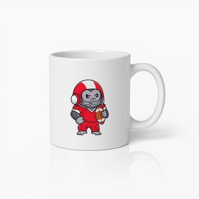 Stoere Gorilla American Football Mok – Felle Sport Dier Cartoon Koffiekop – Perfect Cadeau voor Voetbalfans en Dierenvrienden