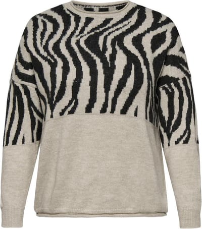 ONLY CARMAKOMA - CARJADE ANIMAL L/S O-NECK KNT - Dames - Gebreide truien