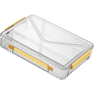 Certificaat Opbergdoos Grote Capaciteit Transparant Draagbaar Scrapbook Papier Opbergkoffer met Handvat voor Documentbestand geel