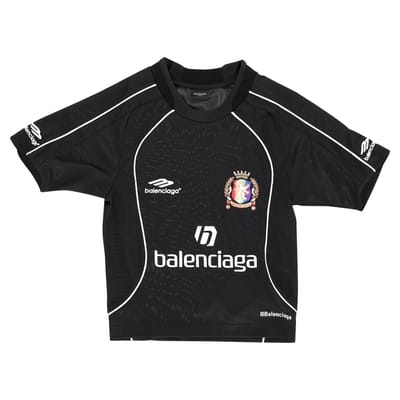 Balenciaga Lion Crest voetbalshirt T-shirt in zwart polyester