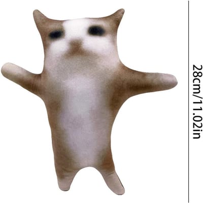 TinicooCat Blije Kat Pluche Speelgoed Film Knuffeldier Schattige Kat Pluche Interactieve Kat Pluche Dier Blije Kat Kinderspeelgoed Verjaardagscadeau 28cm gray