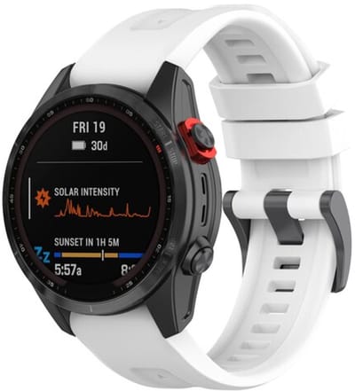 By Qubix - Geschikt voor Garmin bandje - 26mm Quickfit - Siliconen sportbandje - Wit - Geschikt voor Garmin Fenix 8 / 8 Pro - 51mm