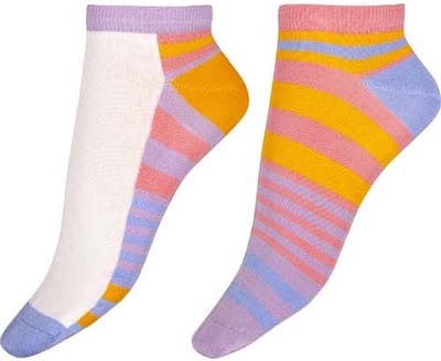 Pretty Polly Sokken - Bamboe - Milieu Vriendelijke - Bright Stripe - Dames - Sneakersokken - One Size - Pastel - 2 Paar - Voordeelverpakking