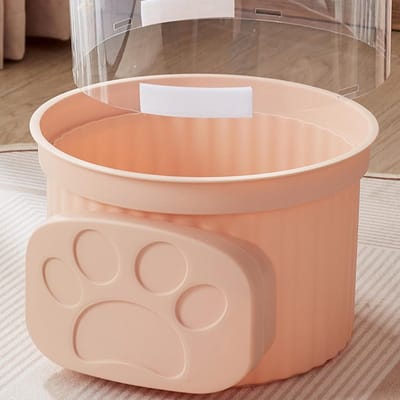 Speelgoed Opbergemmer - Pluche Opbergkist - Ruimte Besparen - Transparant Deksel - 34x27x27 cm - Roze