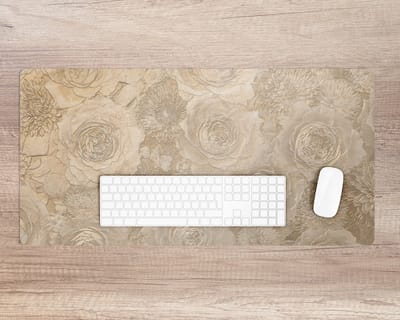 Coloray Bureau Onderlegger - Geëmbosseerde rozen Bureau Pad - 90 cm x 45 cm - Geel Bureau Onderlegger - Bureau Mat - Bureaumat - Onderlegger Bureau - Bureau Onderlegger Groot