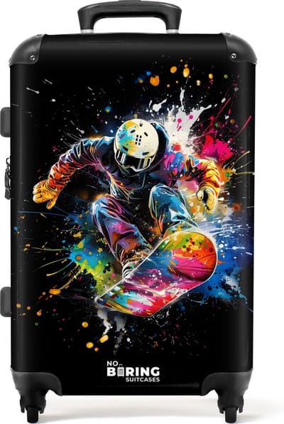 NoBoringSuitcases.com® - Koffer groot - Rolkoffer lichtgewicht - Snowboarder met graffiti - Reiskoffer met 4 wielen - Grote trolley XL - 20 kg bagage