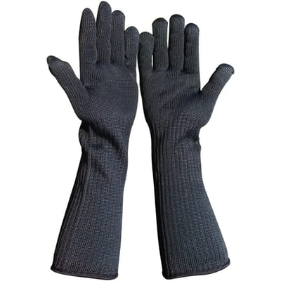 Snijbestendige handschoenen Hoge prestatieniveau 5-bescherming met lange roestvrijstalen draad onder de onderarm zwart