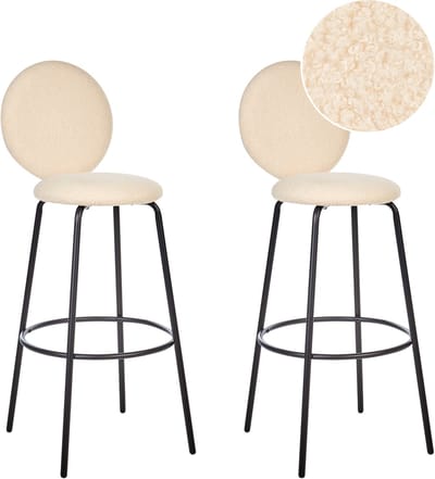 EMERY - Barkruk set van 2 - Lichtbeige - Bouclé