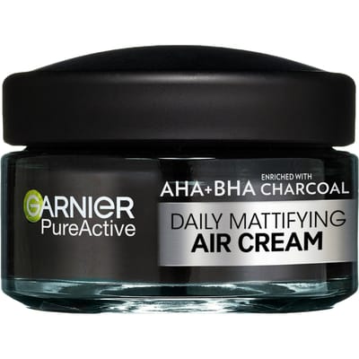 AHA+BHA Charcoal Daily Mattifying Air Cream​ 50 ml – Moisturizer, Mattifying, For Oily Skin, Charcoal Black, AHA, Suitable For Morning Skincare Routine