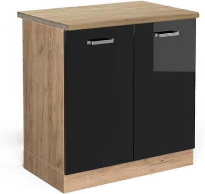 Wastafelkast - Keukenkast Onderbouw - Keuken Organiseren - Hoogglans Afwerking - 80 cm Breed - Zwart