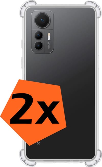 Hoes - 2 Stuks - Geschikt voor Xiaomi 12 Lite - Sterk & Shockproof - Siliconen Case - Back Cover - Telefoon Hoesje Shock Proof - Transparant