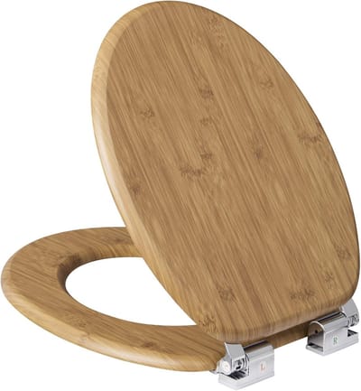 Ovale WC-Bril met Softclose Mechanisme, MD-Hout, Zwart, Antibacterieel en Stabiel