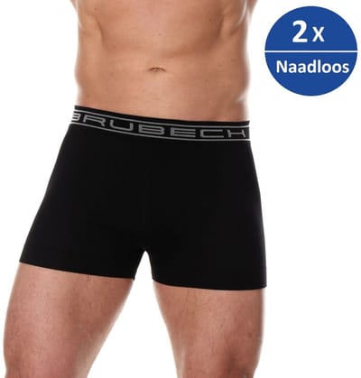 Brubeck Heren Ondergoed Boxershorts - Naadloos Elastisch Katoen - Zwart - XXL