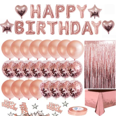 Ensemble de décorations de fête d'anniversaire en or Rose, fournitures de fête d'anniversaire pour filles et femmes, joyeux anniversaire rose or