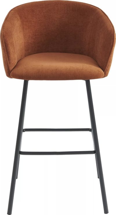 Vente-unique Set van 2 krukken in stof en zwart metaal - Terracotta - LAZONI