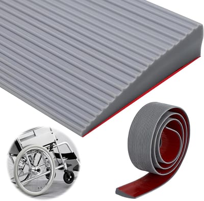 Drempelhelling PVC - Oprijplaat rolstoel - Drempels Overbruggen - Antislip Oppervlak - 90x8x1.5 cm - Grijs