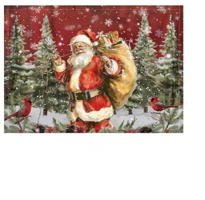 Dailygoods- Placemat Kerst - Tafelkleed Decoratie - Tafelmat - Linnen 45 x 32 cm - Outdoor Geschikt - Cartoon Figuren