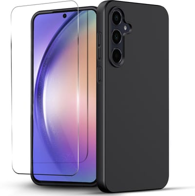 Hoesje Geschikt voor Samsung Galaxy A54 Zwart Telefoonhoesje - Anti-Shock Case Cover met 1x Screenprotector