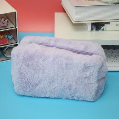 Pluche Make-uptassen voor Vrouwen Zachte Reis Cosmetische Tas Organizer Etui Jonge Dame Meisjes Make-up Etui Benodigdheden Opbergtas lichtpaarse kleur