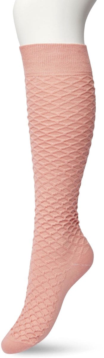 Bonnie Doon Bio Kabel Kniekousen Dames Licht Roze maat 36/42 - Kabel patroon in Ruit Vorm - Biologisch Katoen - Uitstekend draagcomfort - Cable Knee High - OEKO-TEX - Gladde Naden - Duurzaam Huidvriendelijk Bio Katoen - Almost Apricot - BP211506.116