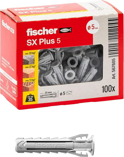 Bevestigingspluggen - Nylon pluggen - Stevig monteren - 4-sector spreiding - 5x25 mm - Grijs