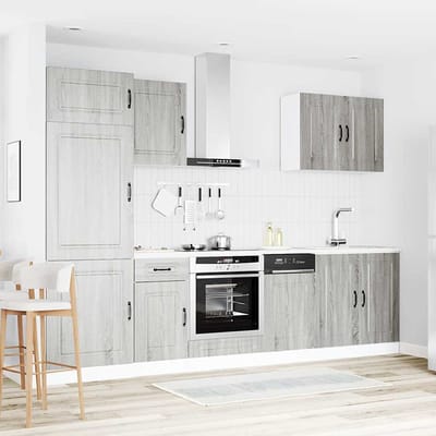 vidaXL - 7-delige - Keukenkastenset - Kalmar - bewerkt - hout - grijs - sonoma - eiken