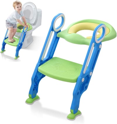 Kindertoilet met Trap en Verstelbare WC-Bril - Opvouwbaar Potje met Zachte Zitting