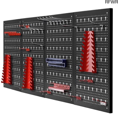 RFWR® Gereedschapswand met uitneembare haken - 4-delig, uitbreidbaar, 160 x 60 cm, ideaal voor opslag van gereedschap