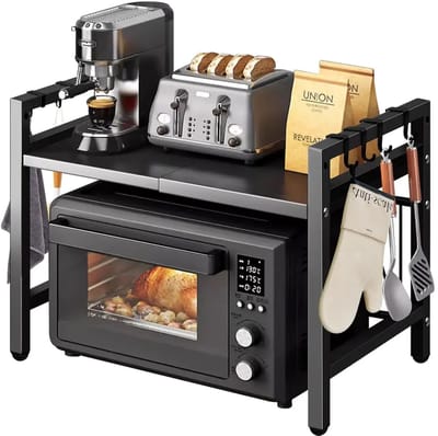 Mila Shop Magnetron/Oven rek- Keukenrek - Organizer - Opbergrek magnetron - Verstelbaar - Zwart