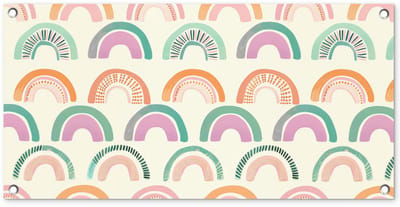 Tuinposter 80x40 cm - Tuindecoratie Regenboog - Pastel - Patroon - Poster voor in de tuin - Buiten decoratie - Schutting tuinschilderij - Tuindoek muurdecoratie - Wanddecoratie balkondoek
