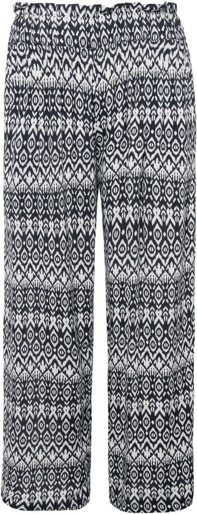 Studio Untold - Dames - Broek wijde pijpen hoge taille print all-over - Zwart - Maat 42+