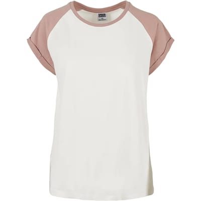 Urban Classics - Contrast Raglan Dames T-shirt - 2XL - Creme/Roze