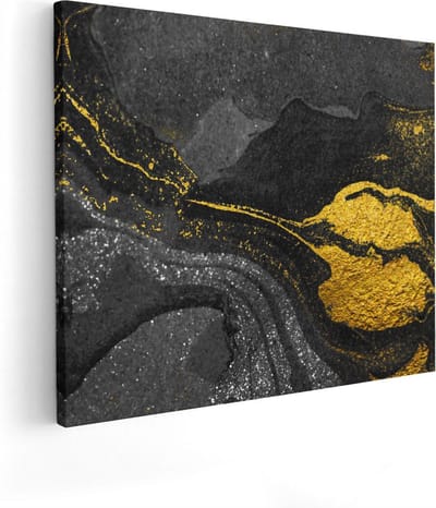 Artaza Canvas Schilderij Marmer Goud - 50x40 cm - Muurdecoratie Abstract - Wanddecoratie Woonkamer - Kamer Accessoires