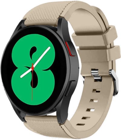 Siliconen bandje - geschikt voor Samsung Galaxy Watch 7 (40 & 44mm) / Galaxy Watch 6 (Classic) / Galaxy Watch 5 / Watch 5 Pro / Watch 4 (Classic) / Watch FE / Garmin Vivoactive 3/5 - Strap-it - geschikt voor Galaxy Watch 4-5-6 alle varianten - beige