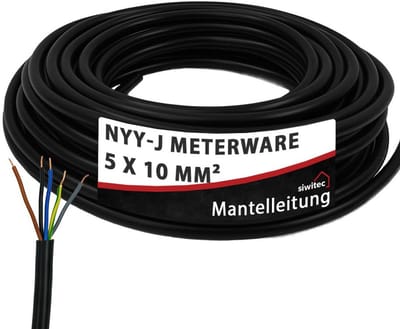 NYY-J aardkabel op maat 5x10mm² zwart PVC-buitenkabel