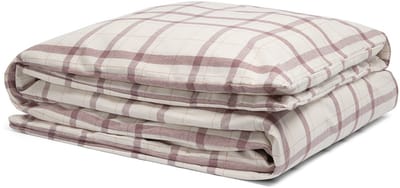 Yumeko dekbedovertrek flanel mauve check 140x200 (zonder slopen) - Biologisch & ecologisch