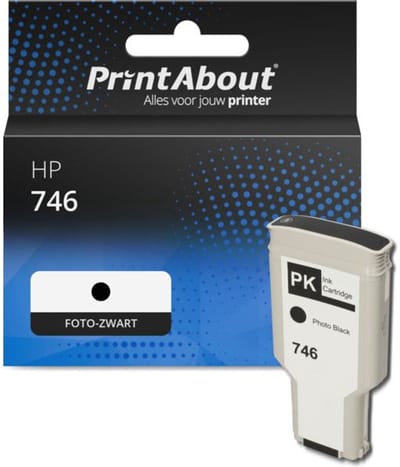 PrintAbout huismerk Inktcartridge 746 (P2V82A) Foto-zwart Geschikt voor HP