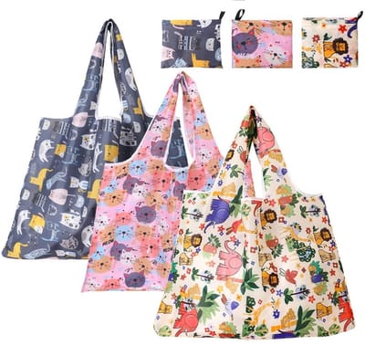Dailygoods- Boodschappentas 58 x 68 cm - 3 Stuks - Opvouwbaar - Herbruikbaar - Milieuvriendelijk - Scheurbestendig Polyester - Draagtas