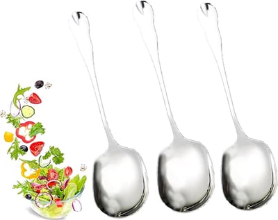 3 serveerlepels, kleine lepel met lange handgreep, druppellepel, lepel van gepolijst roestvrij staal, geschikt voor serveerlepel, tafelbestek, serveerbestek, buffetlepel, hoogglans