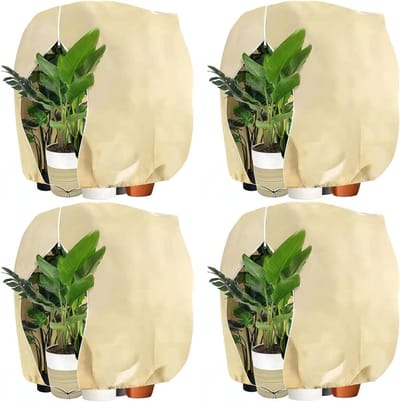 Herbruikbare vorstbeschermingshoes voor balkonplanten - Winterbescherming - Ritssluiting en trekkoord - 4 stuks (100 x 120 cm)