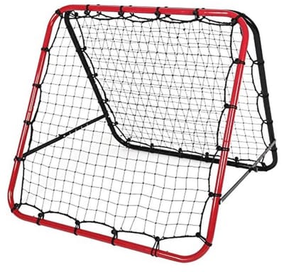 Verstelbare Rebounder Voetbaldoel met 5 Hoekposities en Netterugslagwand - 100 x 100 cm Draagbaar voor Handbaltraining