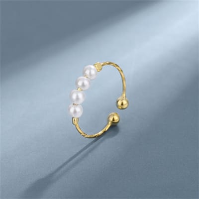 Mini Anneaux de Doigt en Perles Coréennes Pour Femmes Filles Cuivre Couleur Or Perles Anneau d'Articulation Réglable Anneaux Bague Bijoux Élégants gray