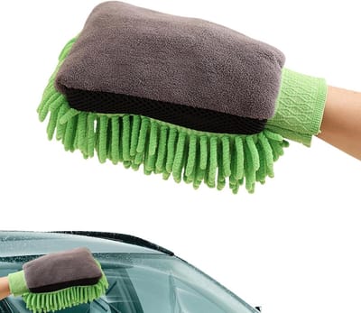 Autowashandschoenen Set - Microvezel Wanten - Auto Reinigen - Krasvrij Wassen - 25 x 18 cm - Groen