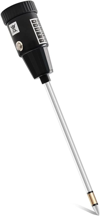 Grondtester - Bodemmeter pH Vocht - Planten Verzorgen - Geen Batterijen Nodig - 30cm Sonde - Zilver