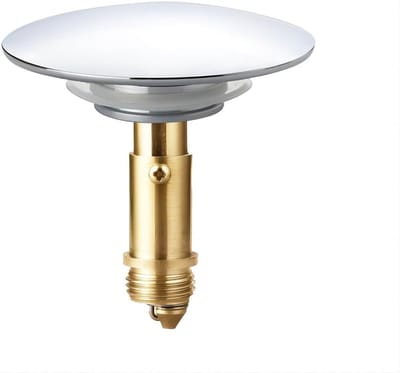 Gootsteenstopper & Afvoerplug met Veermechanisme - 45mm Aansluiting - Luxe Clickwaste / Klikplug - Messing - Voor Wastafel & Lavabo - Ø 6,6 cm - Roestvrij
