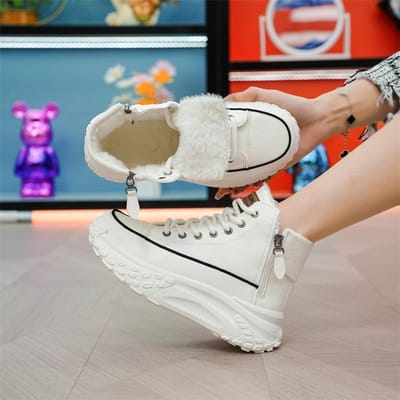 Daddy Schoenen Dames Herfst High-top Sportief Casual Veelzijdig Platform Mode Korte Laarsjes Trendy Schoenen Kleine Witte Schoenen 40 gray
