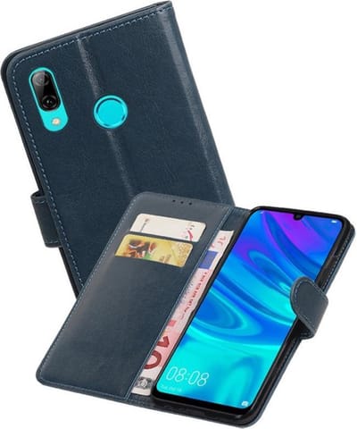 Zakelijke Book Case Telefoonhoesje Geschikt voor de Huawei Honor 10 Lite - Portemonnee Hoesje - Pasjeshouder Wallet Case - Blauw