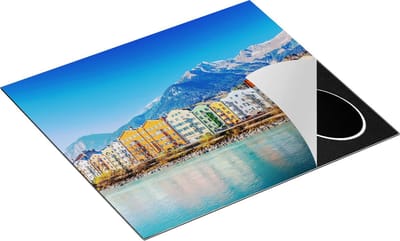 Chefcare Inductie Beschermer Gekleurde Huisjes in Innsbruck, Oostenrijk - 60x50 cm - Afdekplaat Inductie - Kookplaat Beschermer - Inductie Mat