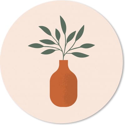 Muismat rond 20x20 cm - Mousepad Vaas - Zomer - Plant - Ronde muismatten