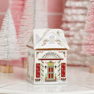 Kerst Vakantiedorp Kruidenhuis Set-Mini Peperkoekhuisjes Potten Feestelijke Decoratie Keukenblad Kerstkaars